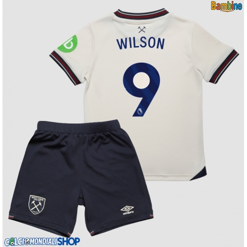 Maglie da calcio West Ham United Callum Wilson #9 Seconda Maglia Bambino 2025-26 Manica Corta + Pantaloni corti)